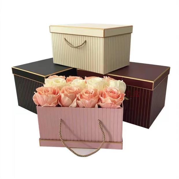 高档精致手提 鲜花礼盒 竖条长方形抱抱桶 婚庆喜糖礼品盒 礼物盒1
