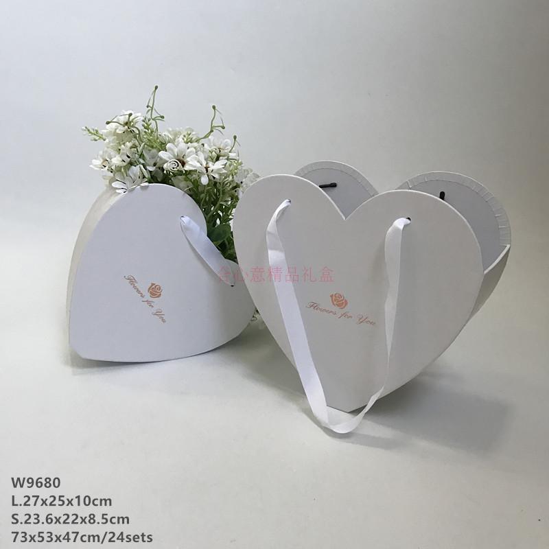 New pure color heart shaped handmade flower gift box two set bouquet, flower barrel wedding gift box4