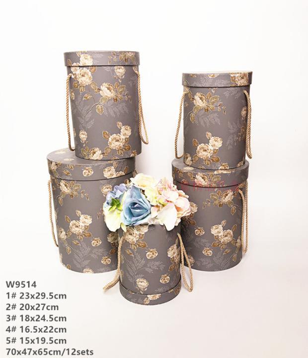 田园风鲜花礼盒抱抱桶鲜花盒五件套婚庆 圆柱手提花桶2