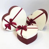 婚庆礼盒包装盒鲜花盒 特种纸心形七夕礼品盒三件套