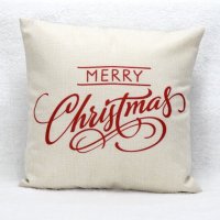 厂家定制热卖圣诞文字亚麻家居沙发办公抱枕靠枕套