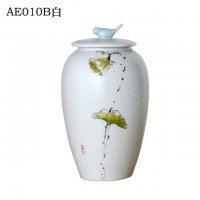 莲花带盖陶瓷AE010B白
