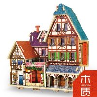 若态木质 世界风情系列-法国旅馆 立体拼图玩具 生日创意礼物