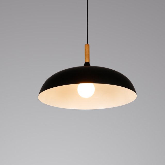 W-6261 黑色 铁艺+铝材+木艺小吊灯
