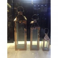 欧美同步！玫瑰金色不锈钢风灯庭院花园咖啡馆餐厅古铜色风灯烛台
