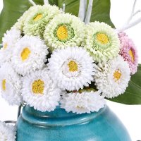 家居室内仿真花艺装饰摆放 白色 绿色小翠菊  龟背叶仿真花艺MTF-TC14014