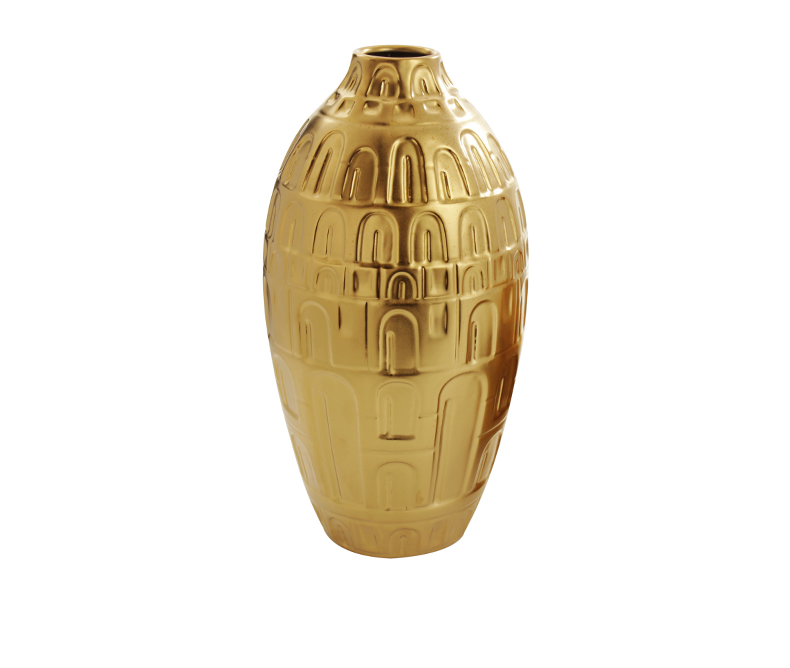 欧式电镀陶瓷花瓶 金色黑白落地大花瓶 客厅轻奢陶瓷创意插花摆件701172