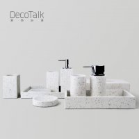 DecoTalk北欧大理石卫浴洗漱套件水磨石托盘样板间浴室摆件配饰