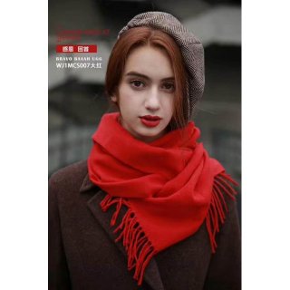 Bravo ugg 优质美利奴澳洲羊毛围巾WJ1MCS007大红色
