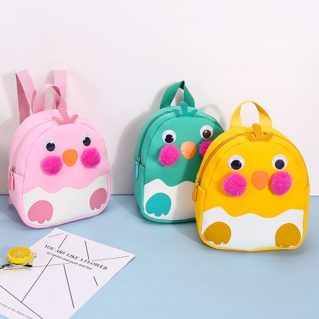 Becky 2020 new cartoon cute anti diving material load reducing 0-3 years old Plush chicken double shoulder kindergarten schoolbag