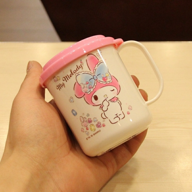 小巧可爱卡通美乐蒂儿童牛奶杯带盖女宝宝喝水防摔塑料杯茶杯子