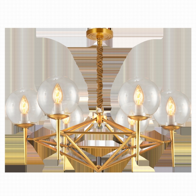 北欧全铜轻奢菱形简约个性别墅样板房客厅卧室设计师装饰吊灯
