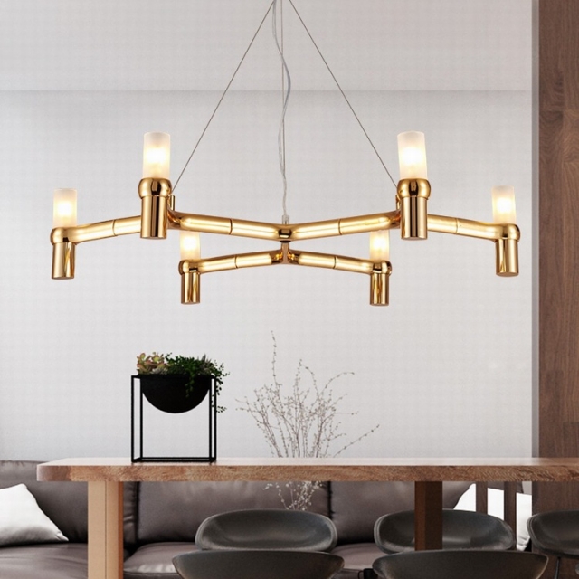 现代金色简约6头个性时尚客厅餐厅卧室吊灯