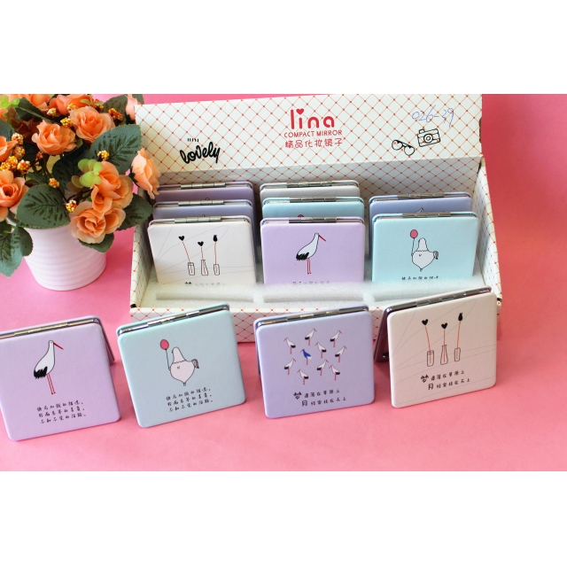 [] 沙龙时尚卡通镜 双面高清折叠化妆镜 小巧便携包包镜 厂家直销