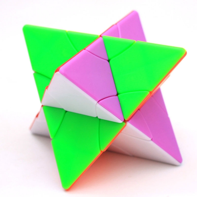 方是二阶变幻塔系列魔方 八面体六色菱晶双子塔彩色趣味魔方玩具