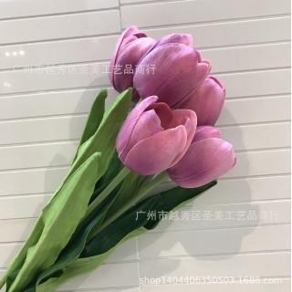 厂家直销PU小号郁金香鸡蛋郁金香跨境仿真花婚庆手捧花手感花装饰