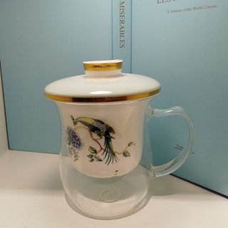骨瓷玻璃茶滤单杯泡茶杯孔雀