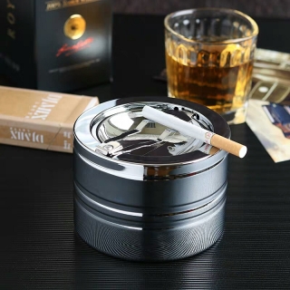 个性创意不锈钢带盖密封家用烟灰缸餐厅办公室卧室户外大号烟灰盅