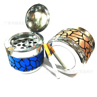 820 时尚金属贴皮烟灰缸  密封半圆烟灰缸 家居金属摆设烟灰缸