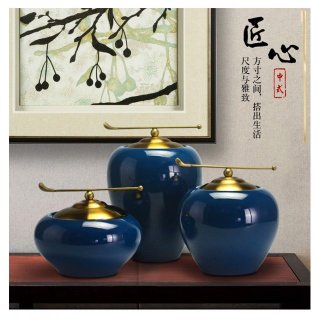 新中式创意样板房酒店别墅陶瓷装饰品 现代玄关软装室内饰品摆件