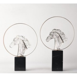 现代简约马头摆件 样板房书房玄关柜大理石工艺品 几何工艺品摆饰 家居饰品 摆件 书房 办公室