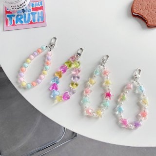 新款创意爱心星星手链钥匙扣挂件糖果色手机吊饰AIRPODS配件装饰