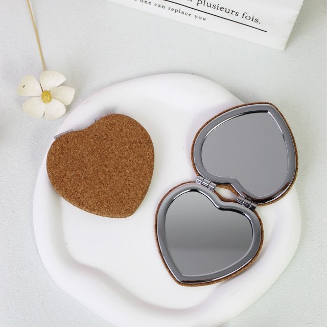 [胜雅] 原木爱心造型可爱时尚双面便携折叠高清化妆镜