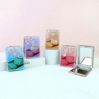 长方漂浮双面小镜子少女心随身便携化妆镜精致折叠镜便携镜口袋镜