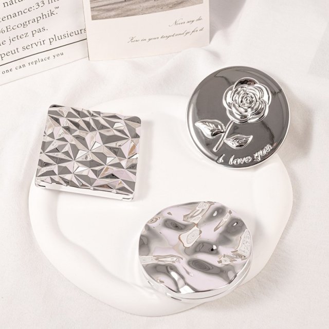 [胜雅] 时尚电镀小镜子便携镜子化妆镜双面折叠镜口袋镜外贸跨境电商