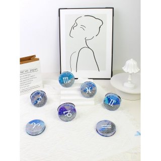 创意星座流沙镜 迷你便携补妆镜 十二星座系列少女心随身化妆镜