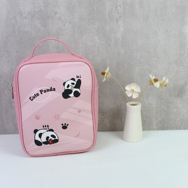 [胜雅] 大熊猫帆布袋小号迷你可爱学生通勤袋手提拉链袋可爱便当小拎包