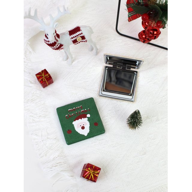 [胜雅] ins 风圣诞主题双面化妆镜 迷你口袋折叠镜 可爱节日装饰随身补妆镜