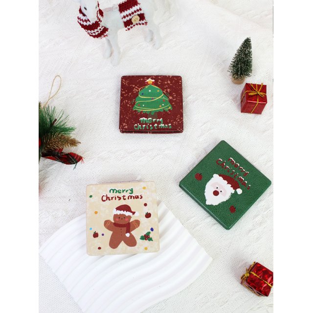 [胜雅] ins 风圣诞主题双面化妆镜 迷你口袋折叠镜 可爱节日装饰随身补妆镜