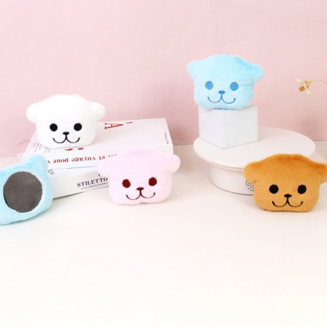 [胜雅] 软萌毛绒动物造型化妆镜便携随身镜可爱卡通少女心迷你补妆镜