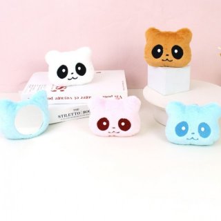 软萌毛绒动物造型化妆镜便携随身镜可爱卡通少女心迷你补妆镜