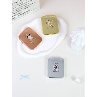 少女心镶钻便携化妆镜双面2倍放大随身补妆镜折叠小镜子口袋镜