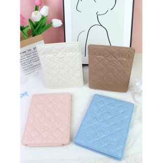 少女心蝴蝶结菱格纹折叠台镜便携补妆镜 ins风随身化妆镜多色可选