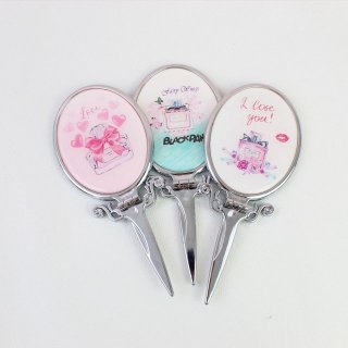 圆形复古手持镜可爱化妆镜便携补妆随身迷你都市香水卡通精致少女