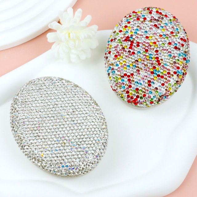 [胜雅] 欧美时尚双面椭圆折叠镜随身镜便携镜高颜值镶钻高清化妆镜补妆镜