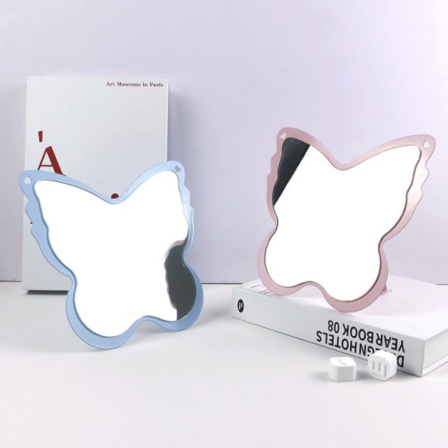 [胜雅] 时尚潮流ins风蝴蝶形状台镜桌面化妆镜可悬挂式镜子