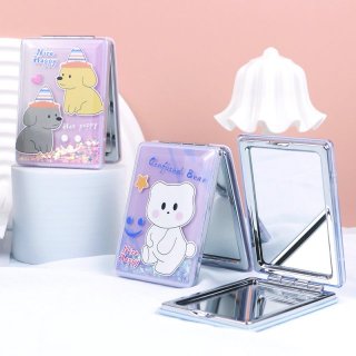 小动物乐在其中 水晶浮雕流沙时尚镜