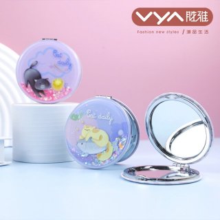 猫咪的日常 水晶浮雕流沙时尚镜