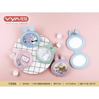 创意造型随身化妆镜迷你翻盖镜子双面便捷流沙折叠镜手持补妆镜