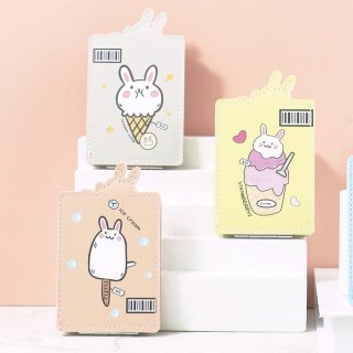 创意可爱小兔图案双面折叠随身便携口袋化妆时尚镜小镜子