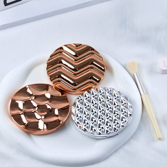 [胜雅] 圆形电镀金属色圆形双面折叠便携高清化妆镜批发小镜子