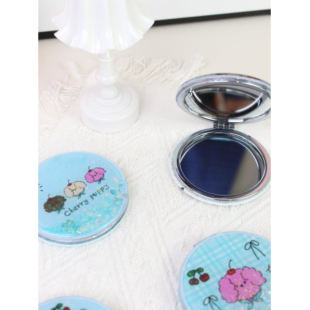 [胜雅] 创意流沙INS风卡通双面化妆镜女生小镜子补妆镜折叠镜随身便携镜