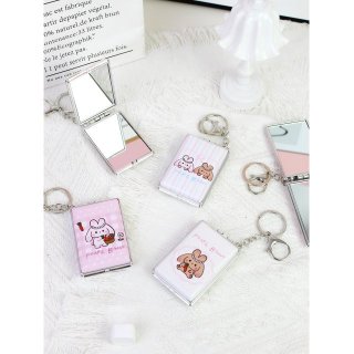 可爱卡通迷你折叠镜双面高清便携化妆镜补妆镜钥匙扣小镜子挂包镜