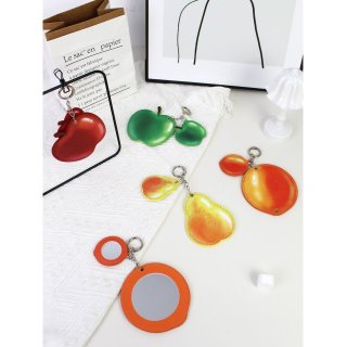 创意仿真水果PU皮随身镜迷你补妆镜化妆镜便携小镜子挂包镜随身镜