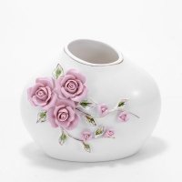  创意家装饰品欧式高档陶瓷摆件现代时尚精致花朵精品花瓶玫瑰之约V418-3A