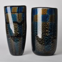 五彩金铂花瓶摆件 玻璃摆设品 欧式创意家居别墅餐厅客厅装饰品 NZV-1812